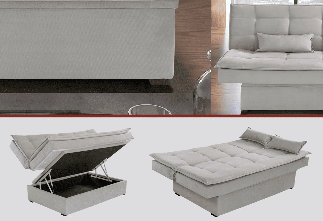 Sofá cama Búzios com baú